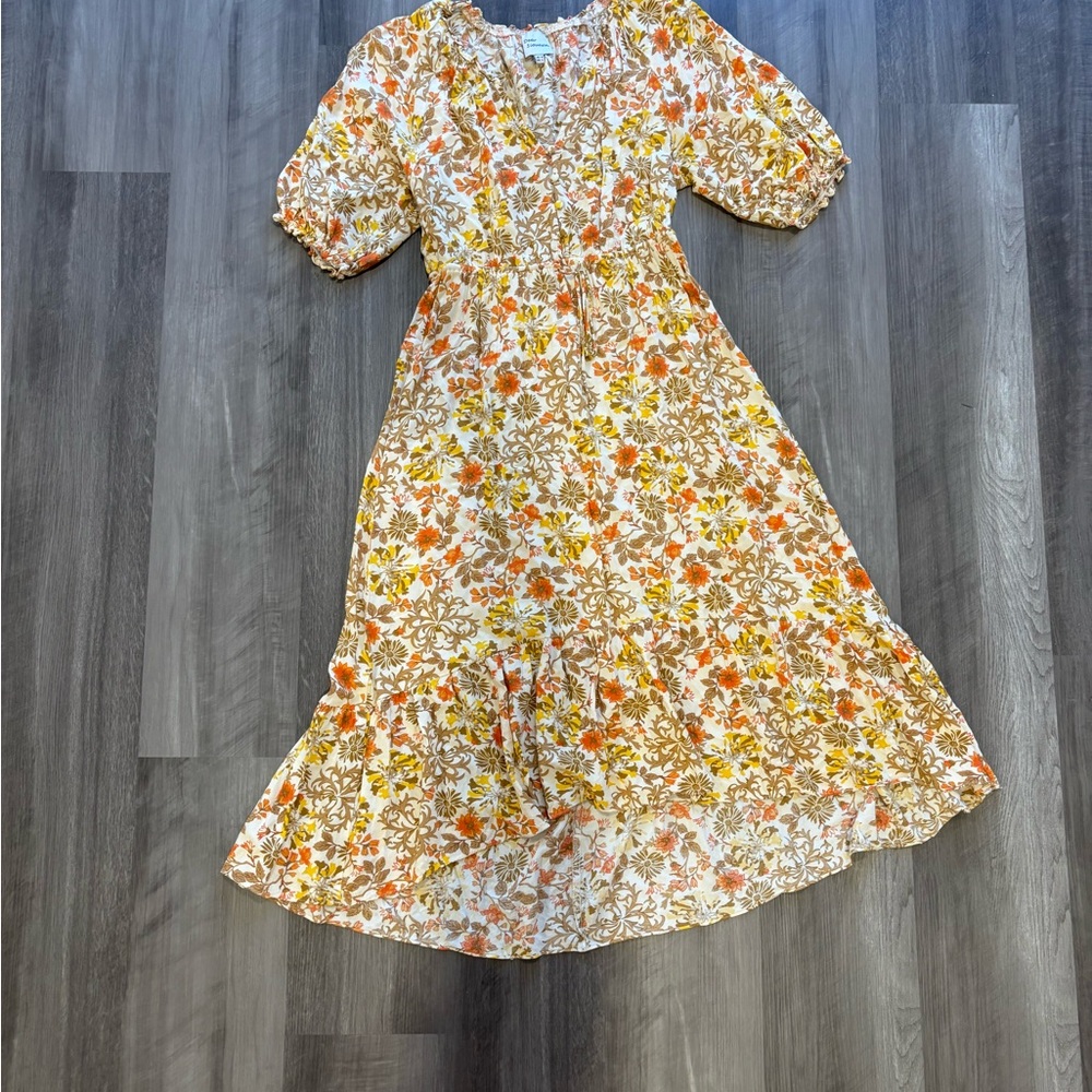 Petal & Pup Floral Midi Dress - Orange and Yellow